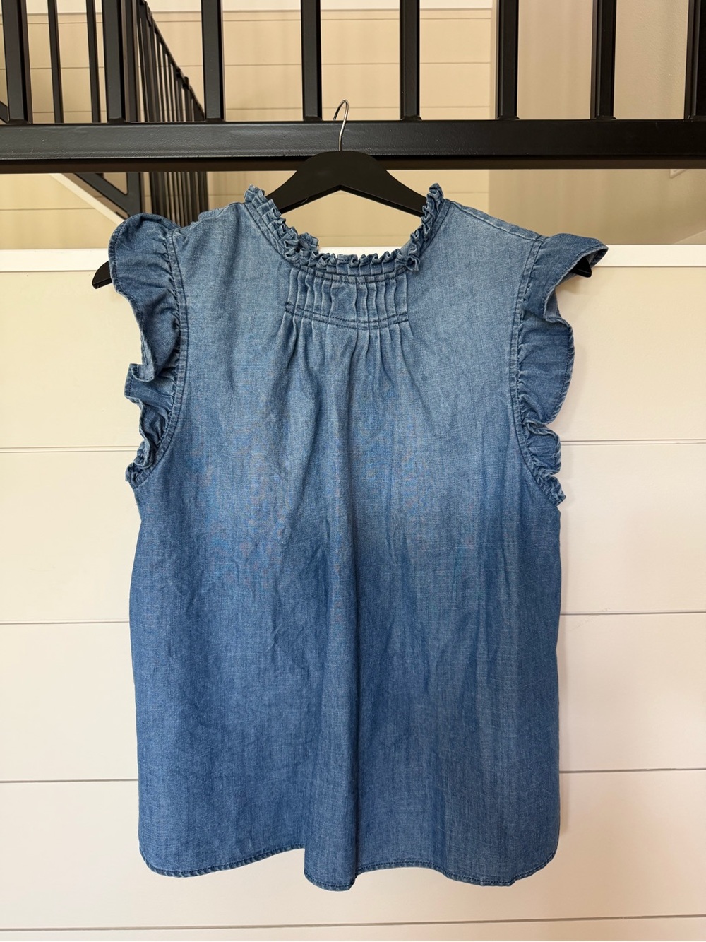 Cupshe Ruffled Chambray Top - Medium Blue